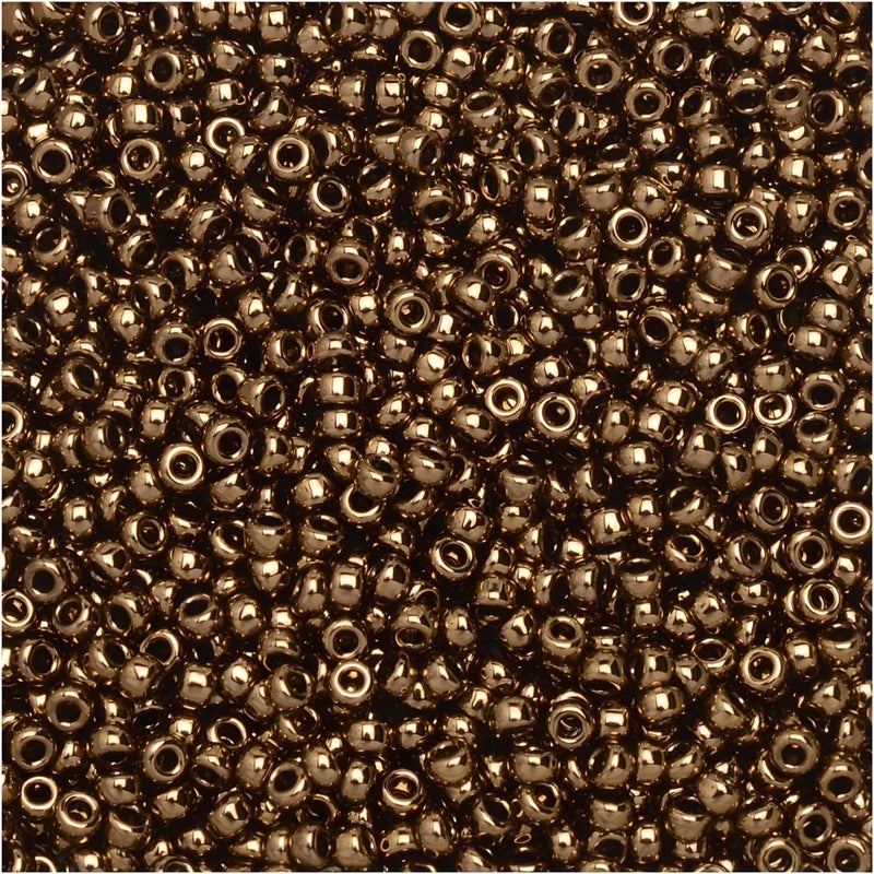Miyuki Round Rocaille Seed Beads Size 15/0, 8.2 Gram Each, Metallic Dark Bronze 15-457 (1) - Image 1